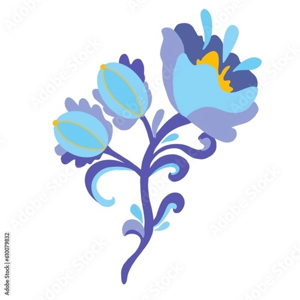 Obraz blue flower, delicate lily with swirls
