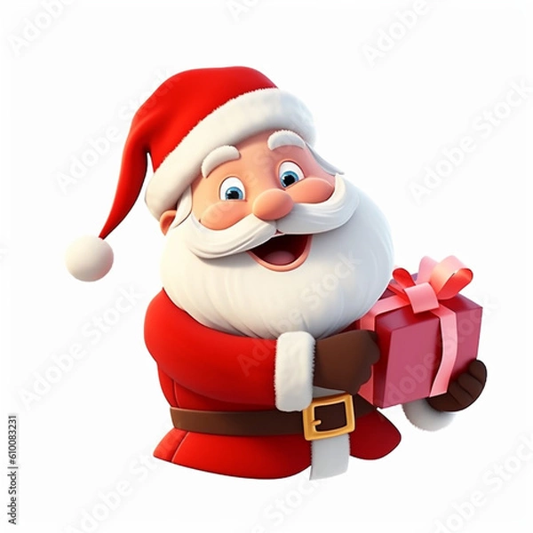 Obraz Cartoon santa claus smiling on white background
