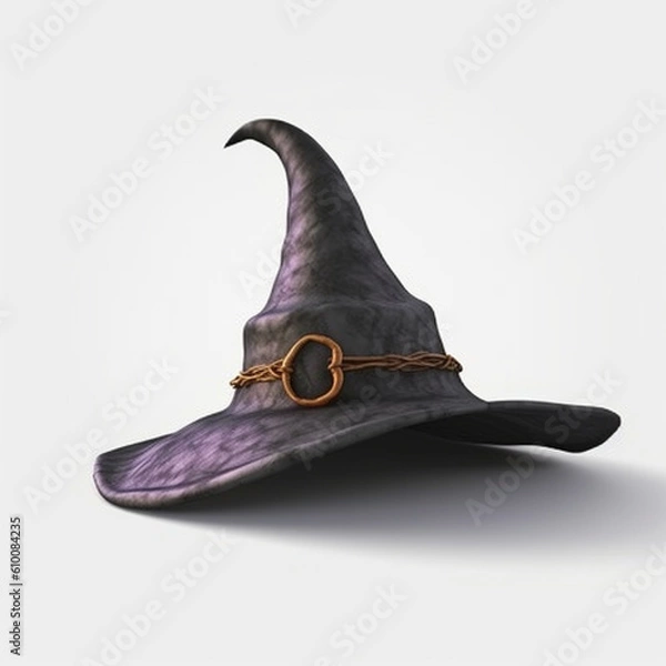 Obraz Halloween witch hat on white background. 