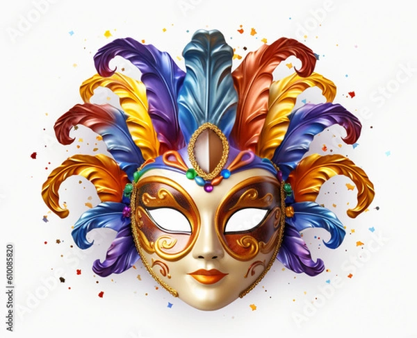 Fototapeta Colorful carnival mask made of feathers