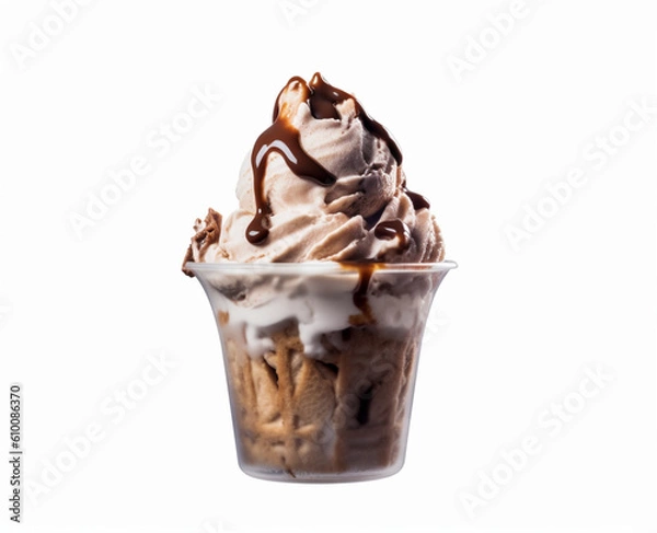 Obraz Chocolate sundae isolated on white background
