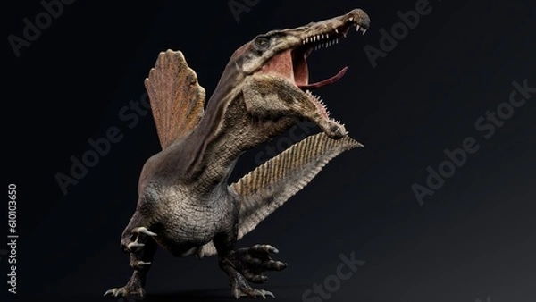 Fototapeta Spinosaurus  pose render of background. 3d rendering