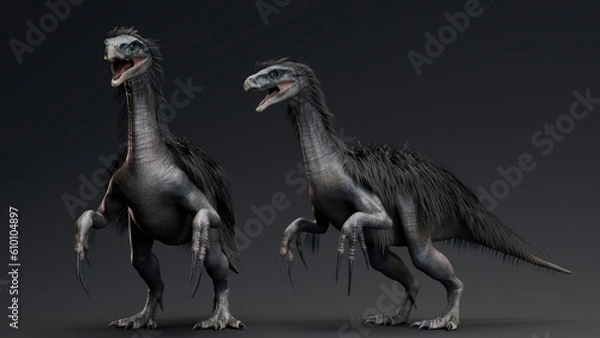 Obraz Therizinosaurus pose render of background. 3d rendering