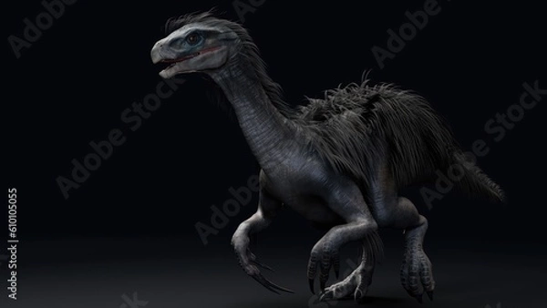 Fototapeta Therizinosaurus pose render of background. 3d rendering