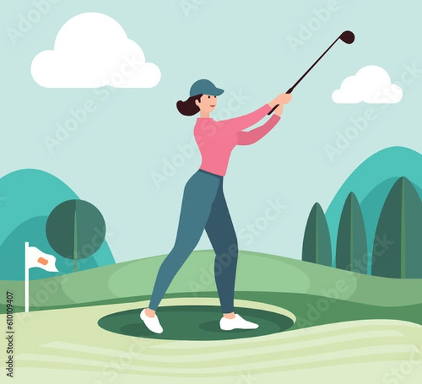 Fototapeta golfer on a golf course