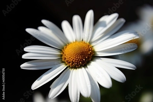 Obraz close up view of a white flower with a yellow center Generative AI