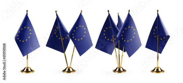 Fototapeta Small national flags of the European Union on a white background