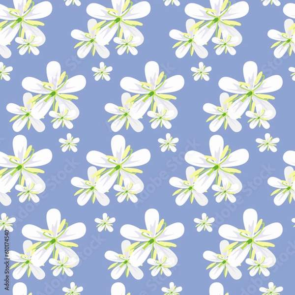 Fototapeta Pattern with white flowers. Coffee flower. Seamless pattern.

