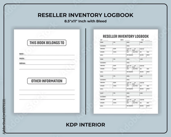 Fototapeta Reseller Inventory Log book Template
