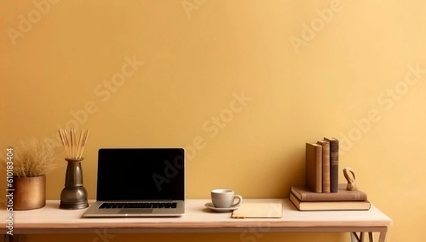 Fototapeta Digital Learning Zone: Copy Space Background with Laptop/Tablet