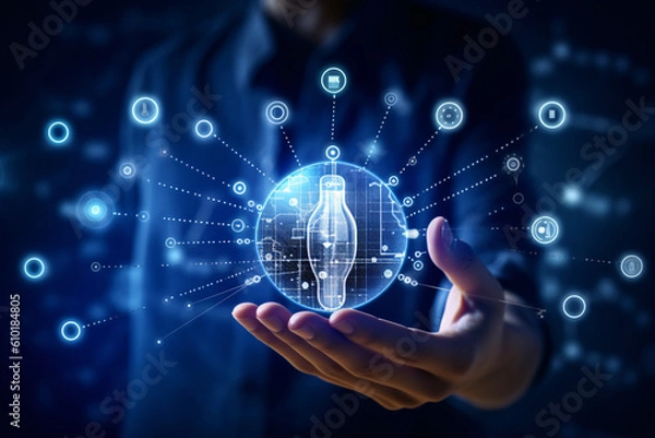 Fototapeta Close-up view of a modern GPU card with circuits 3D rendering