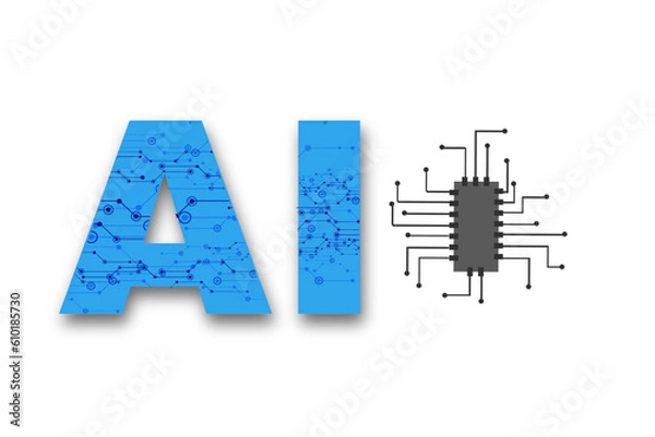 Fototapeta AI research artificial intelligence development robots and cyborgs for the future of living people. Digital data mining and machine learning technology design for computer brain communication