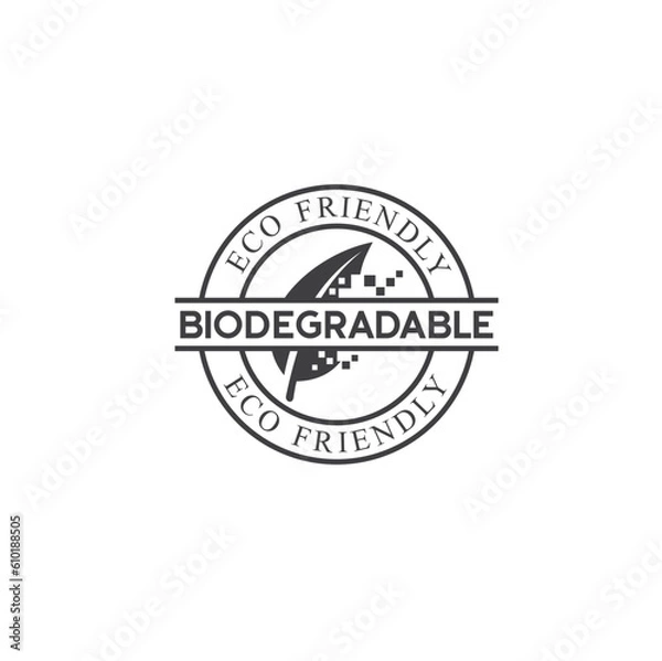 Fototapeta symbol of biodegradable, biodegradable product sign, vector art.