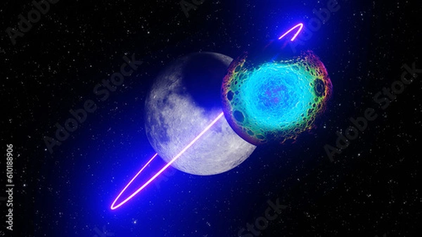 Obraz  [ lunar scope ] hifi art still render by timenotspace 3D space background art wallpaper