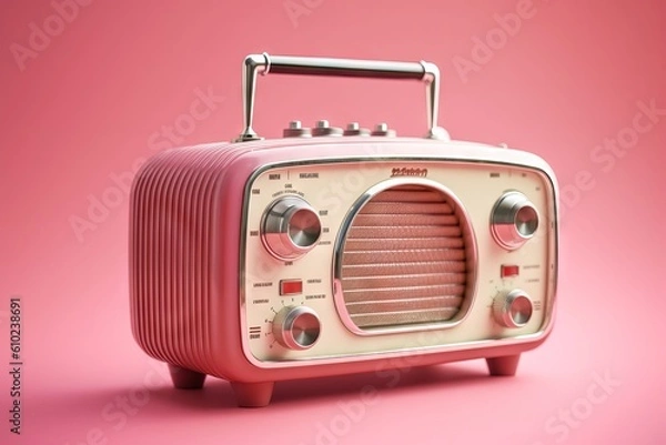 Obraz vintage old radio isolated on white. Generative AI