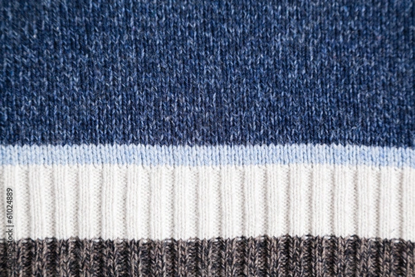 Obraz blue woolen fabric with stripes and selective focus