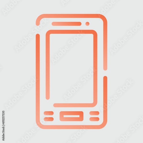 Fototapeta Mobile phone red colored line icon vector image