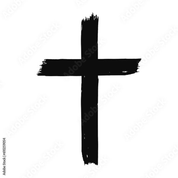 Fototapeta Wektorowa ilustracja brungy chrześcijańskiego symbolu krzyżowego na białym tle