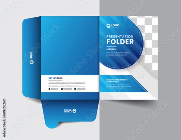Fototapeta corporate company presentation folder layout concept design with modern shapes