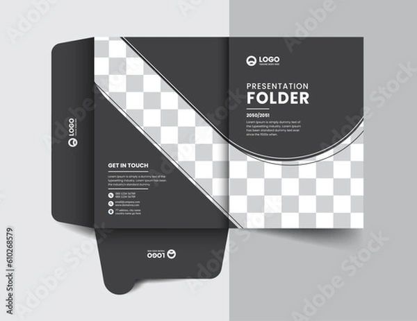 Fototapeta corporate company presentation folder layout concept design with modern shapes