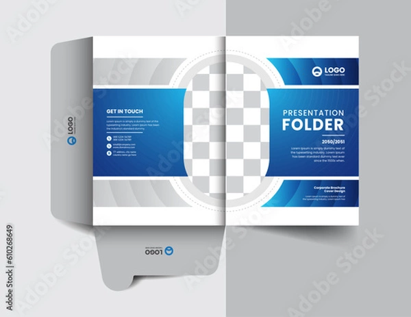 Fototapeta corporate company presentation folder layout concept design with modern shapes