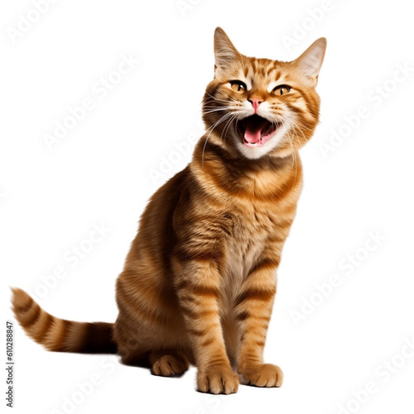 Fototapeta Happy cat smiling, no background/transparent background