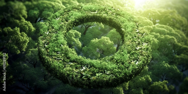 Fototapeta A circular economy icon is displayed, representing the concept of eternity. - generative ai