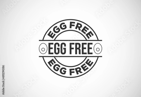 Fototapeta Egg free labels badge logo sign for food package seal. 100 percent egg free flat vector illustration