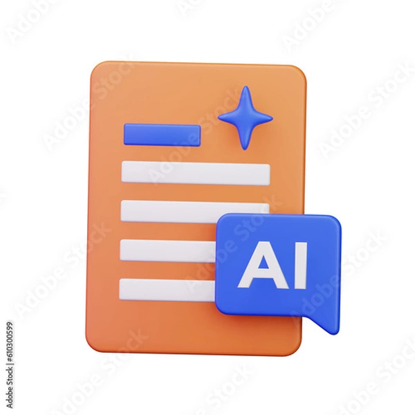 Fototapeta document paper text written by smart chat ai assistant 3d render icon illustration design
