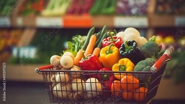 Fototapeta cart with vegetables. Generative AI
