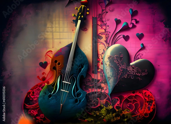 Obraz Gothic colorful background with music and love