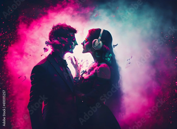 Obraz Gothic colorful background with music and love