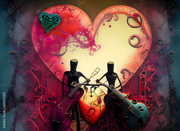 Obraz Gothic colorful background with music and love