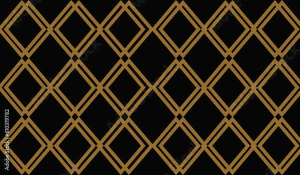 Fototapeta Top view, Abstract pattern golden geometric squares isolated black background texture for graphic design, advertising product, colourful style, tile frame
