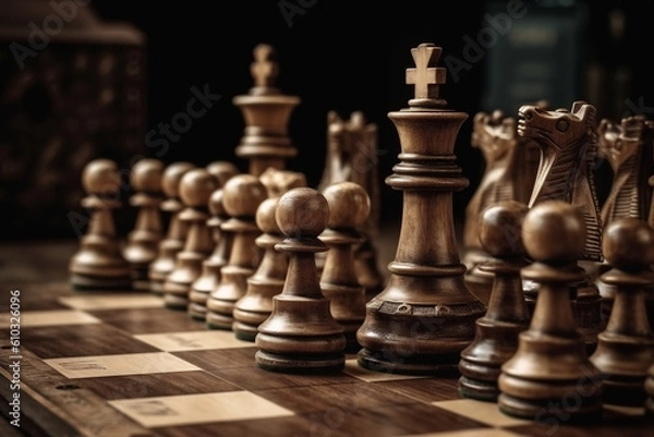 Fototapeta Play Chess Online. Playing Chess with Laptop. Remote Online Education, Communication with chess coach, Family. Homeschooling. Games and participate in online chess tournament. Generative AI