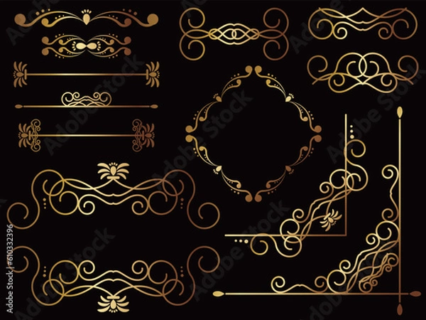 Fototapeta 高級感のあるオーナメントセット　ゴールド