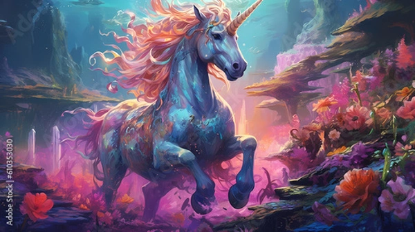 Fototapeta Mythical Realms: Illustrated Wonders with Generative AI