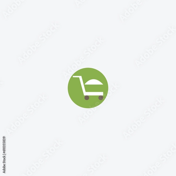 Fototapeta shopping cart template icon, vector and illustration 