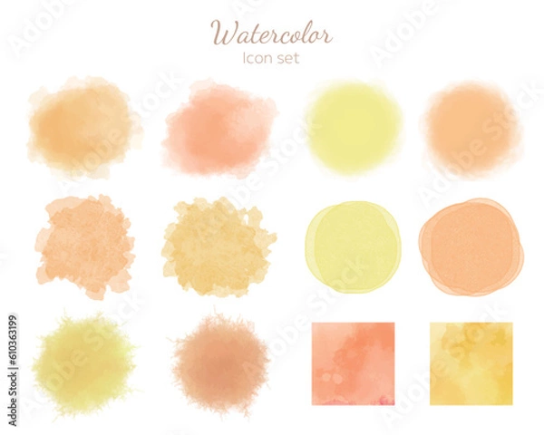 Obraz Ikona tekstury akwareli Ustaw pomarańczowy system pomarańczowy