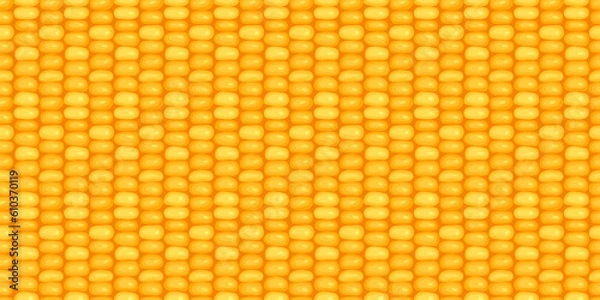 Obraz Corn kernels, seeds, grains, texture seamless pattern design. Fresh maize cob background, banner
