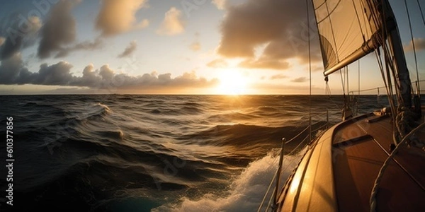 Fototapeta Yacht sailing, generative ai