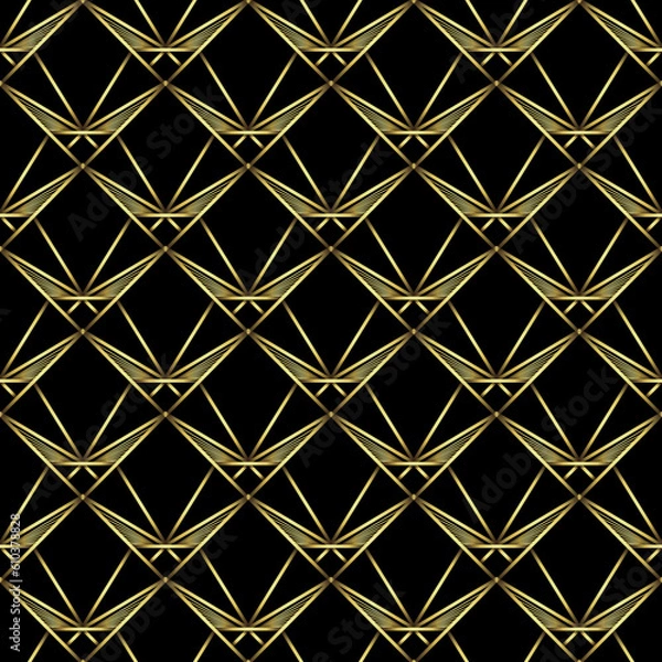 Fototapeta Art Deco Pattern. Vector background in 1920s style. Gold black texture