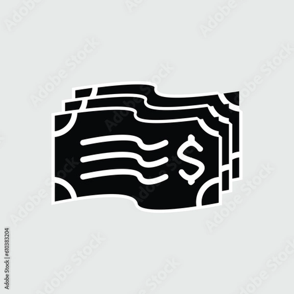 Fototapeta Bunch of dollar money solid icon vector image