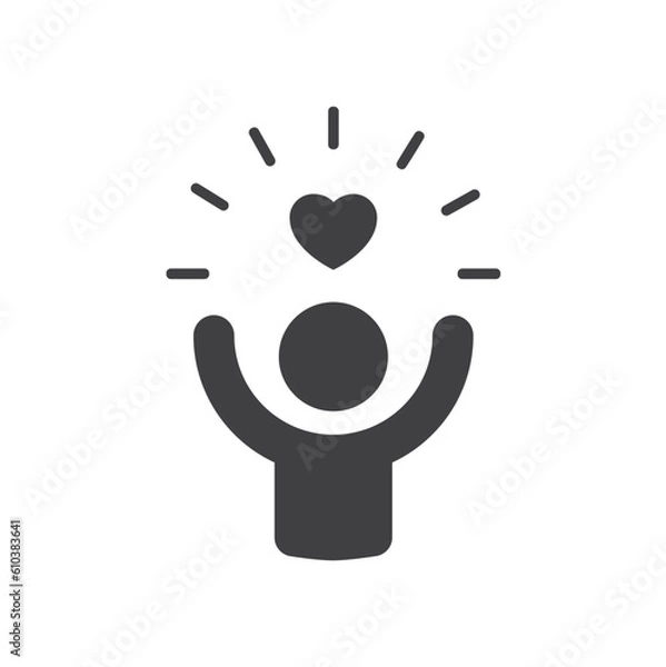 Fototapeta User Icon with heart, icon, vector.