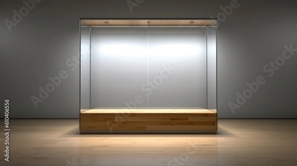 Fototapeta Empty glass box for display for showcasing products