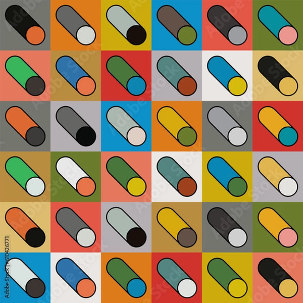 Fototapeta Vector image of perspective cylinders. Seamless pattern. Poster, flyer.