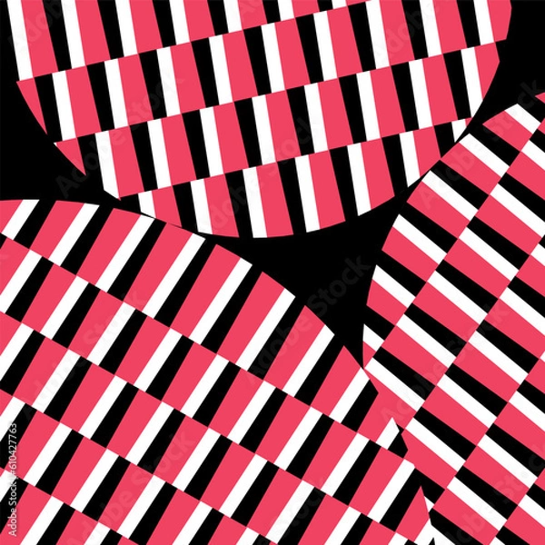 Fototapeta Seamless pattern. Vector image of rectangles and trapezoids in bright colors. Three colours. Poster, cover template, fabric printing, packaging, business cards.