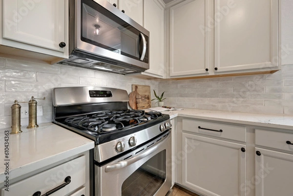 Obraz home kitchen with white lights