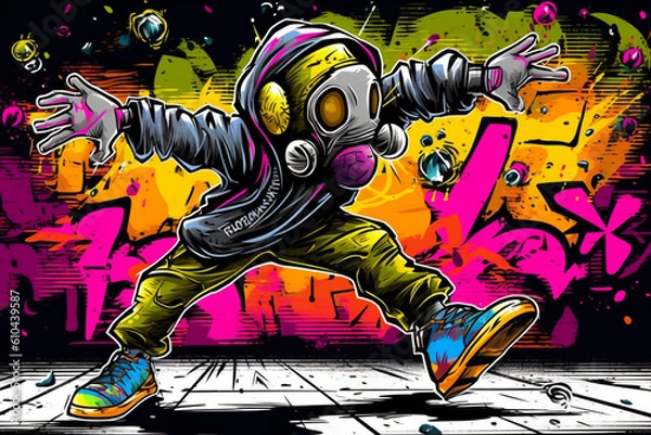 Fototapeta Urban street art graffiti drawing. Generative ai
