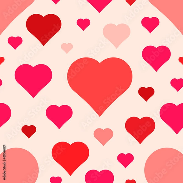 Fototapeta abstract seamless flat colors hearts pattern on cream background
